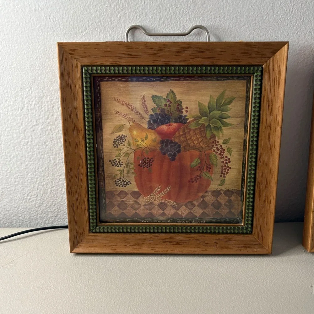 Valerie Evers Wenk Fruit Bowl Framed Art Prints Set of 2 Country Folk Art 8x8